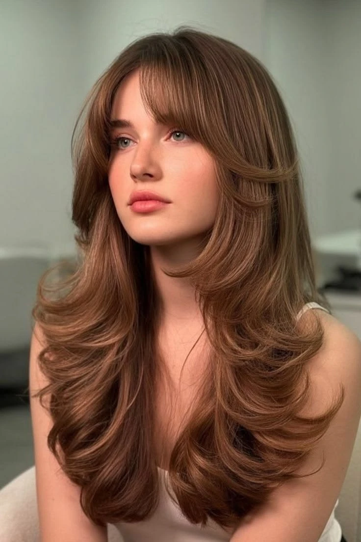 33 Retro Blowout Hairstyles for Long Hair with Flipped-Out Layers That Feel Bouncy, Flowing and Easy to Wear 13 Long Hair Blowout with a Rounded, Flipped Silhouette