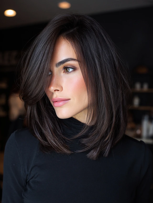 40 Retro Blowout Hairstyles for Medium Hair with an Off-Centre Part That Feel Bouncy, Polished and Easy to Wear 34 Medium Blowout with an Off-Centre Part and Airy Volume