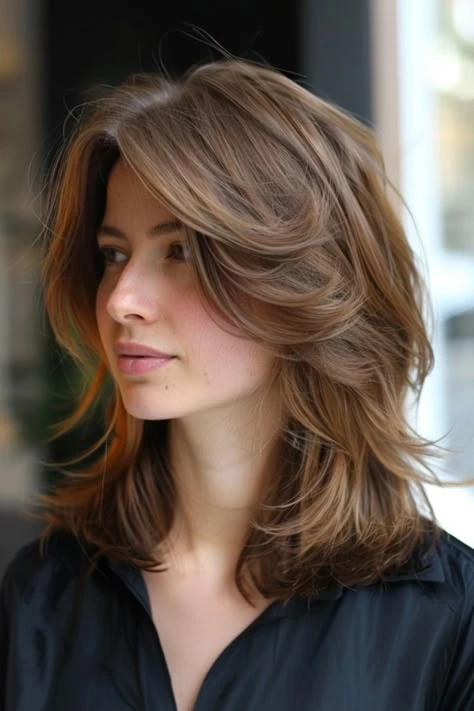 40 Retro Blowout Hairstyles for Medium Hair with an Off-Centre Part That Feel Bouncy, Polished and Easy to Wear 40 Medium Blowout with Soft Curls and a Deep Side Sweep