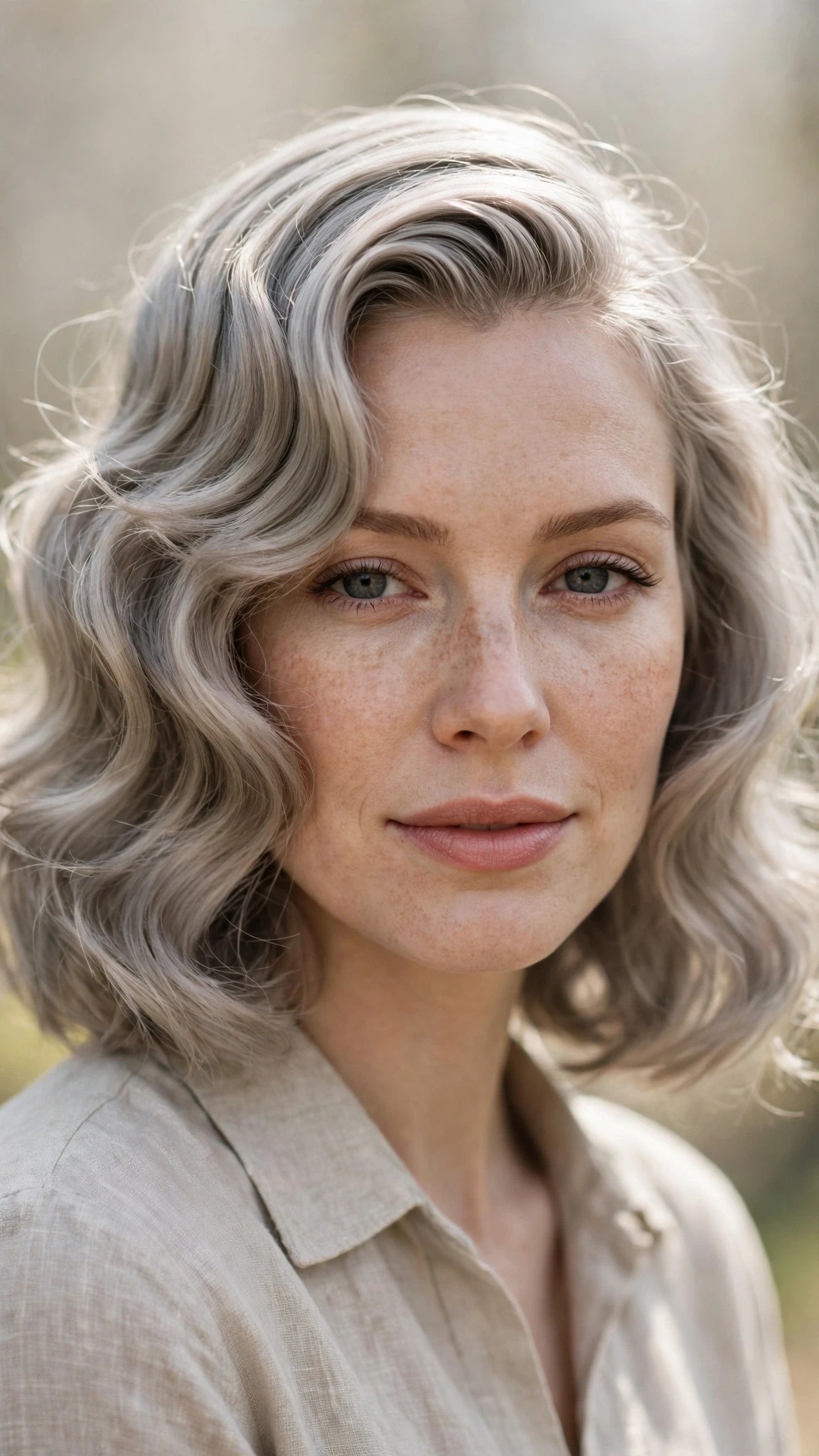 Retro Wave Hairstyles For Medium Hair With Polished Finger Waves With A Sleek Straight Finish, Wispy Pieces Around The Face And Cool Ash Softness