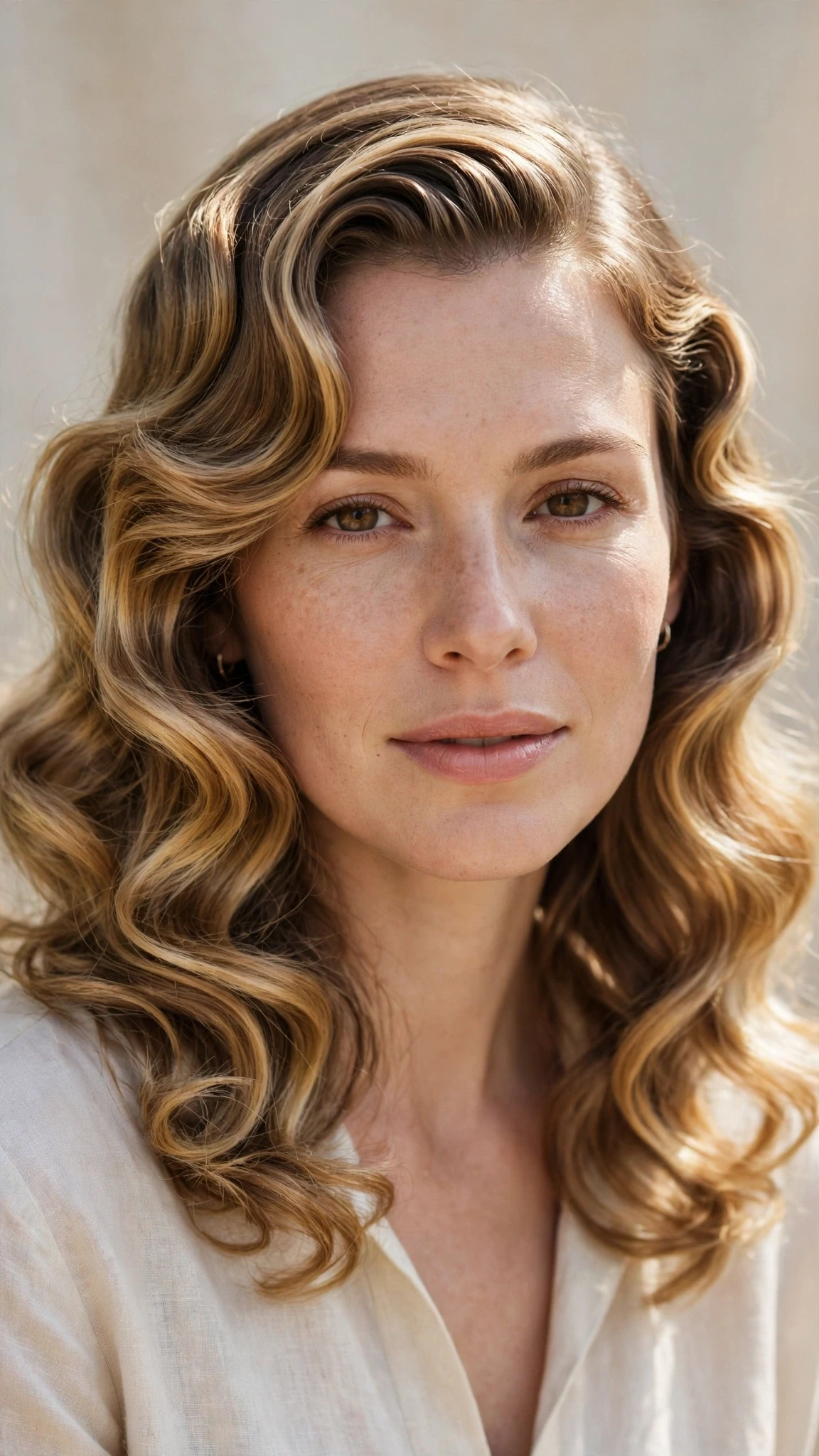 Retro Wave Hairstyles For Medium Hair With Polished Finger Waves With Loose Romantic Curls, Face-Framing Layers And Soft Golden Pieces