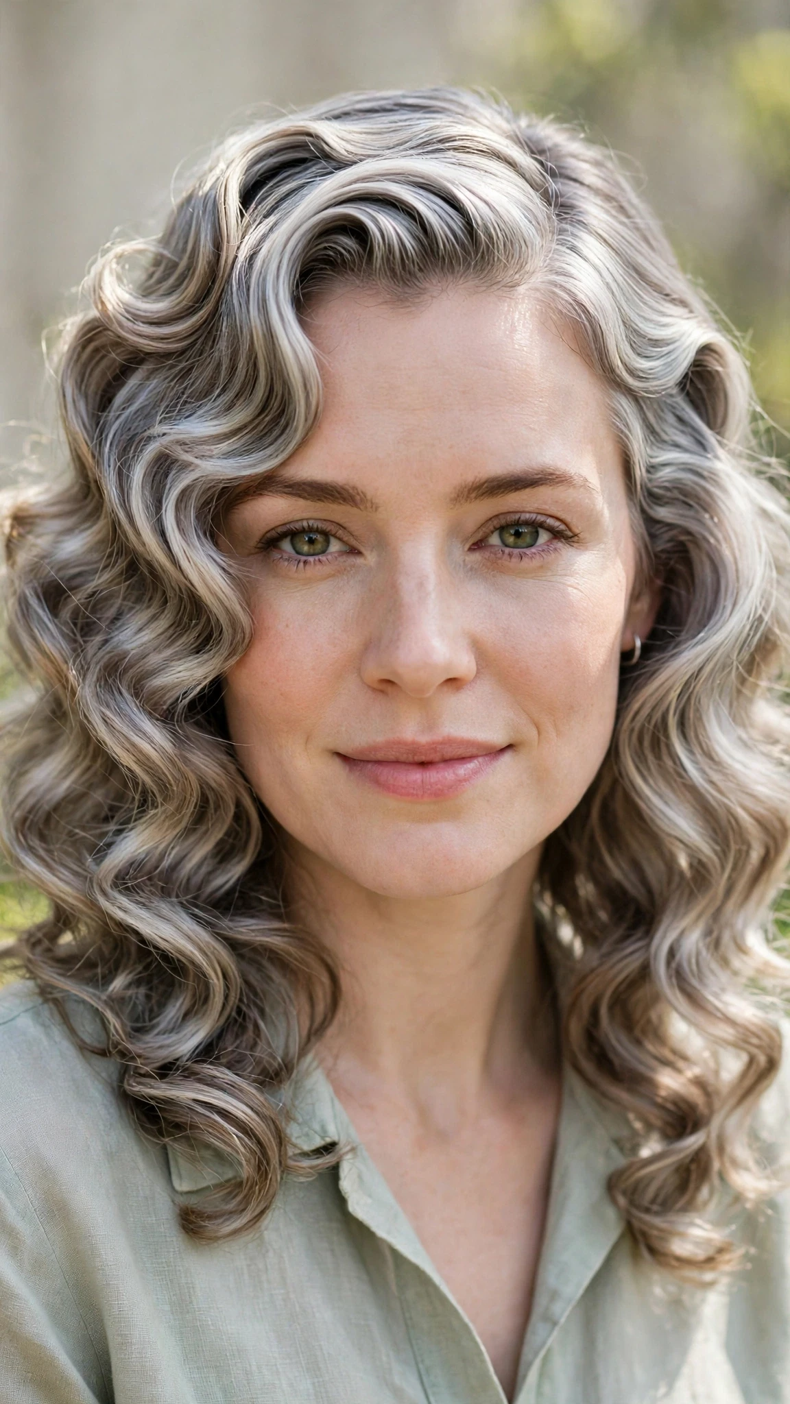 Retro Wave Hairstyles For Medium Hair With Polished Finger Waves With Loose Romantic Curls, Face-Framing Layers And Silver-Blended Brightness