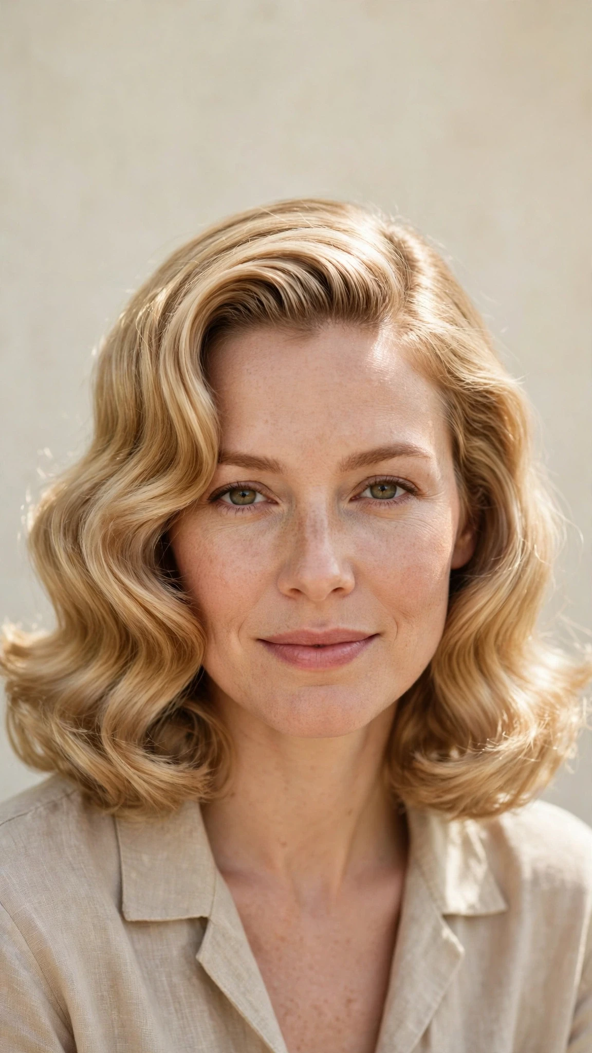 Retro Wave Hairstyles For Medium Hair With Polished Finger Waves With Soft Bends And Flicked Ends, Blunt Ends With Soft Layers And Honey Blonde Shine