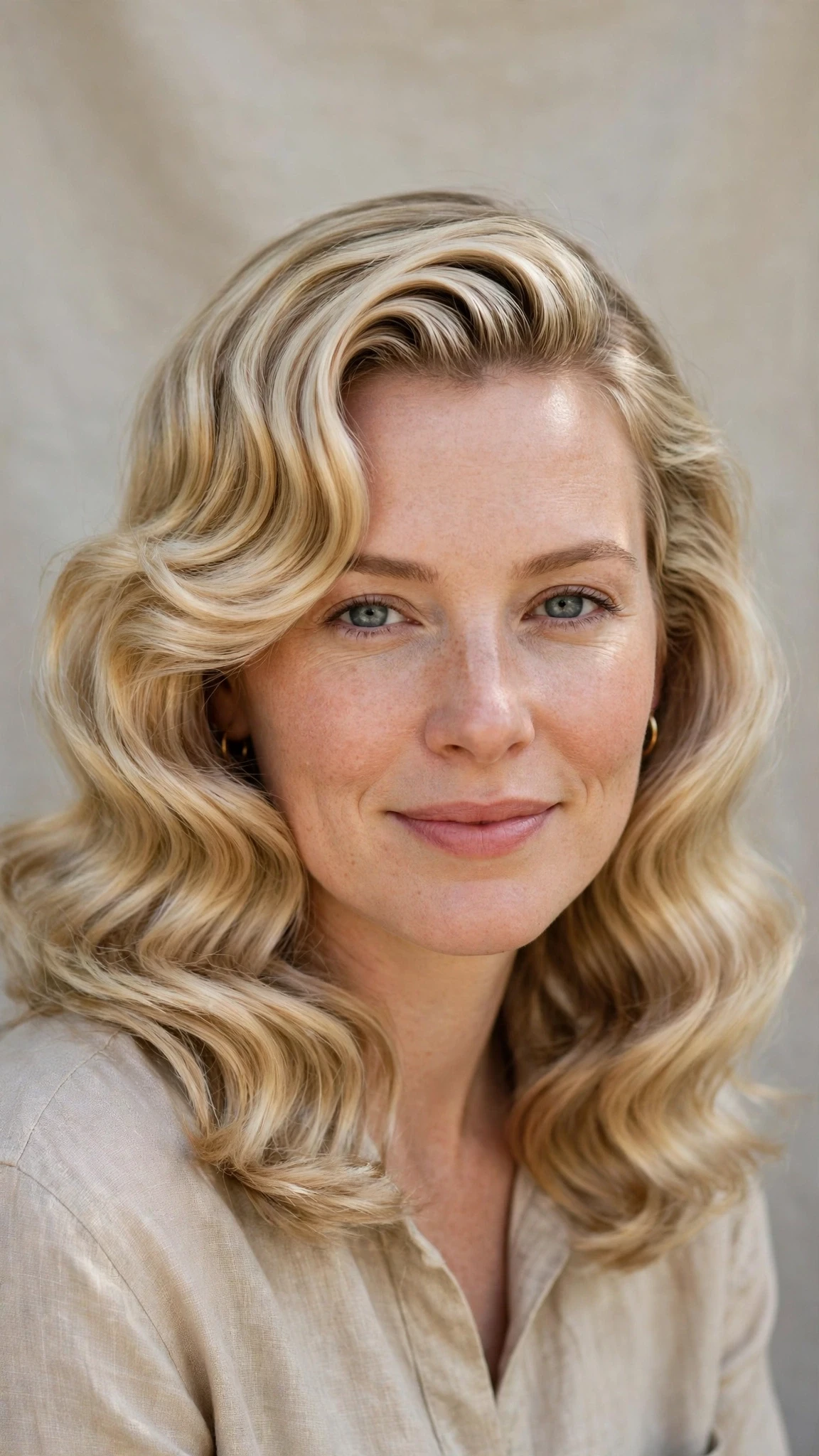 Retro Wave Hairstyles For Medium Hair With Polished Finger Waves With Silky Smooth Strands, A Layered Shape That Moves And Delicate Blonde Dimension