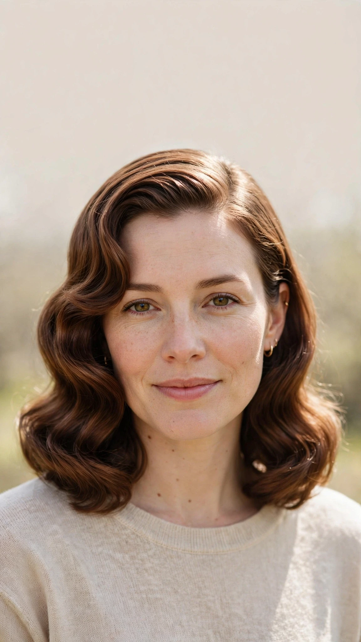Retro Wave Hairstyles For Medium Hair With Polished Finger Waves With A Sleek Straight Finish, Subtle Internal Layers And Warm Chestnut Warmth