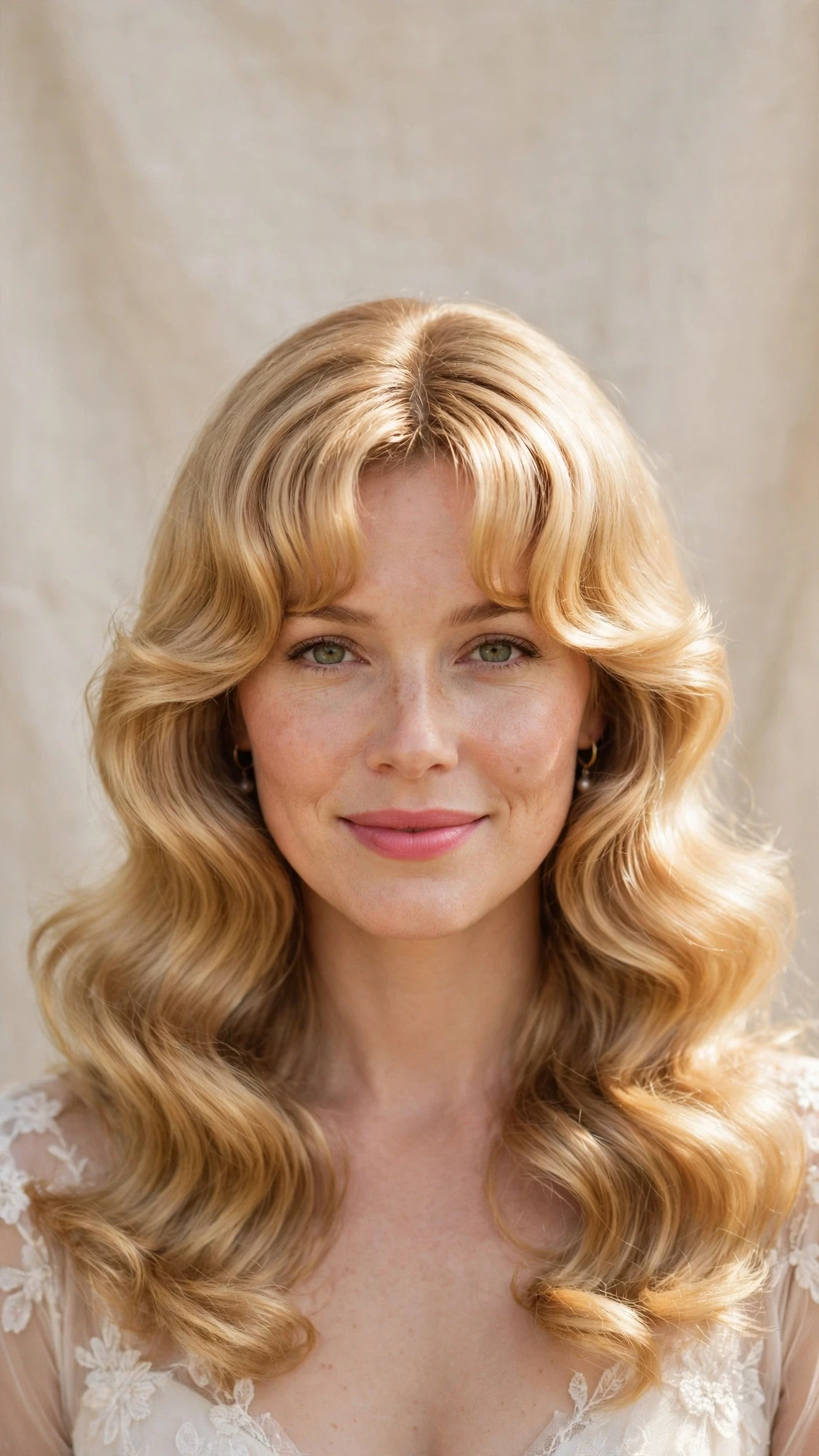 Retro Wave Hairstyles For Spring Weddings With A Vintage Finish With A Polished Blowout, Curtain Pieces And Honey Blonde Shine