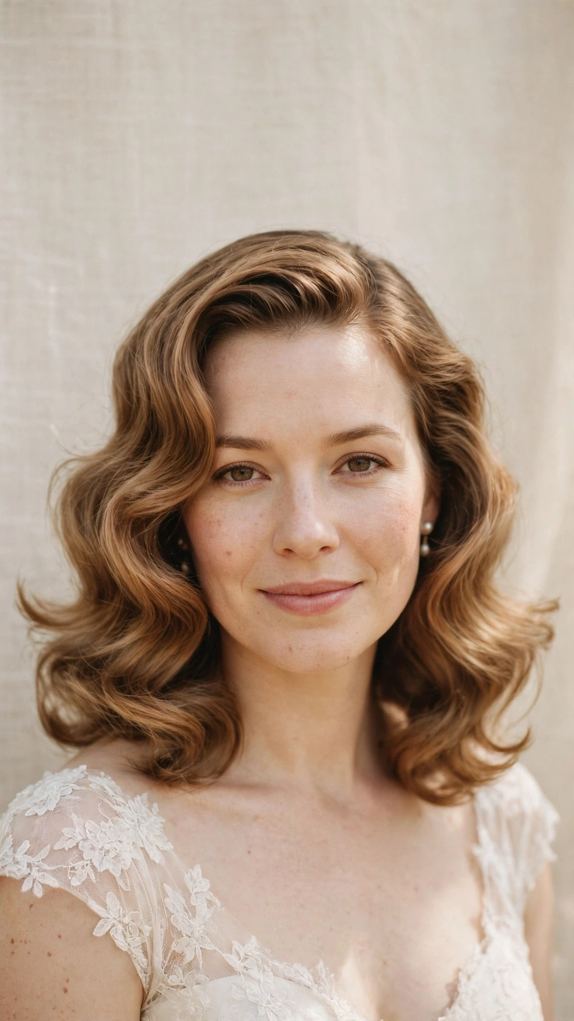 Retro Wave Hairstyles For Spring Weddings With A Vintage Finish With Soft Waves, Feathered Ends And Warm Caramel Tones