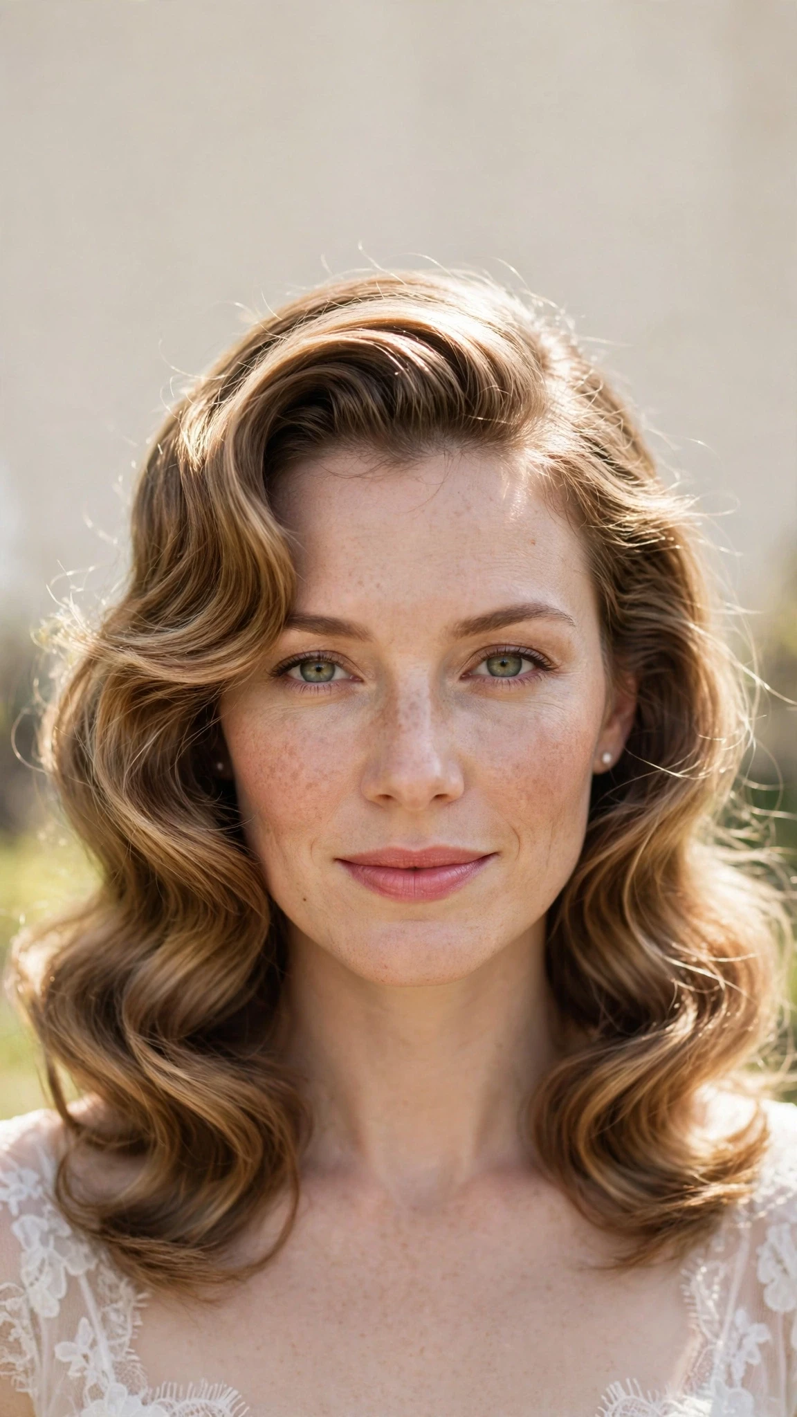 Retro Wave Hairstyles For Spring Weddings With A Vintage Finish With A Polished Blowout, Wispy Pieces Around The Face And Sunlit Dimension