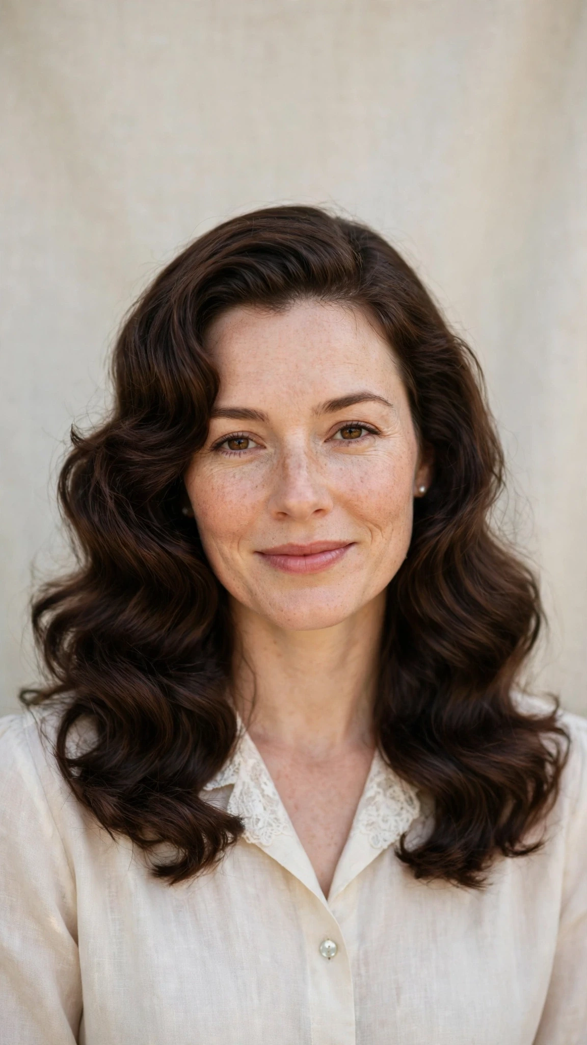 Retro Wave Hairstyles For Spring Weddings With A Vintage Finish With A Relaxed Lived-In Wave, Blunt Ends With Soft Layers And Rich Chocolate Depth