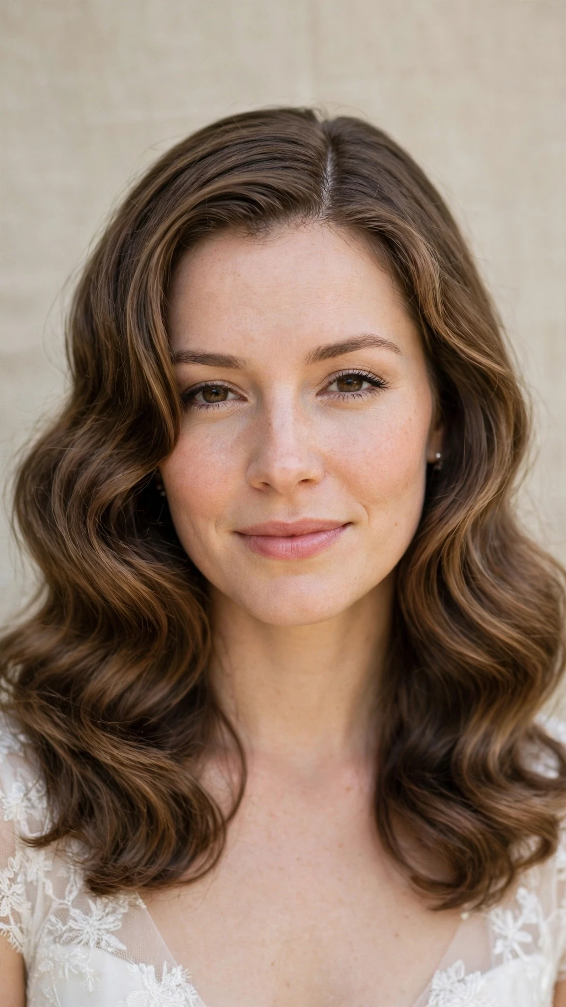 Retro Wave Hairstyles For Spring Weddings With A Vintage Finish With A Relaxed Lived-In Wave, A Centre Part With Soft Layers And A Fresh Salon Shine