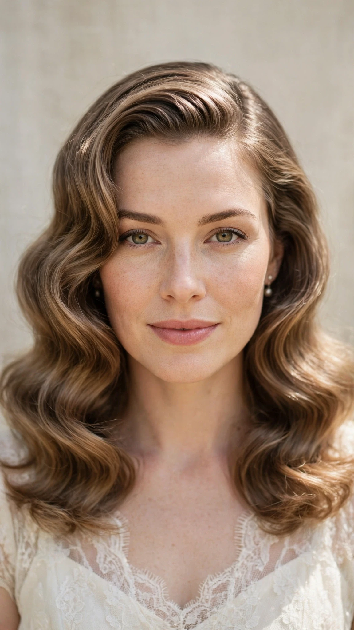 Retro Wave Hairstyles For Spring Weddings With A Vintage Finish With Soft Waves, Feathered Ends And A Glossy Shine Finish