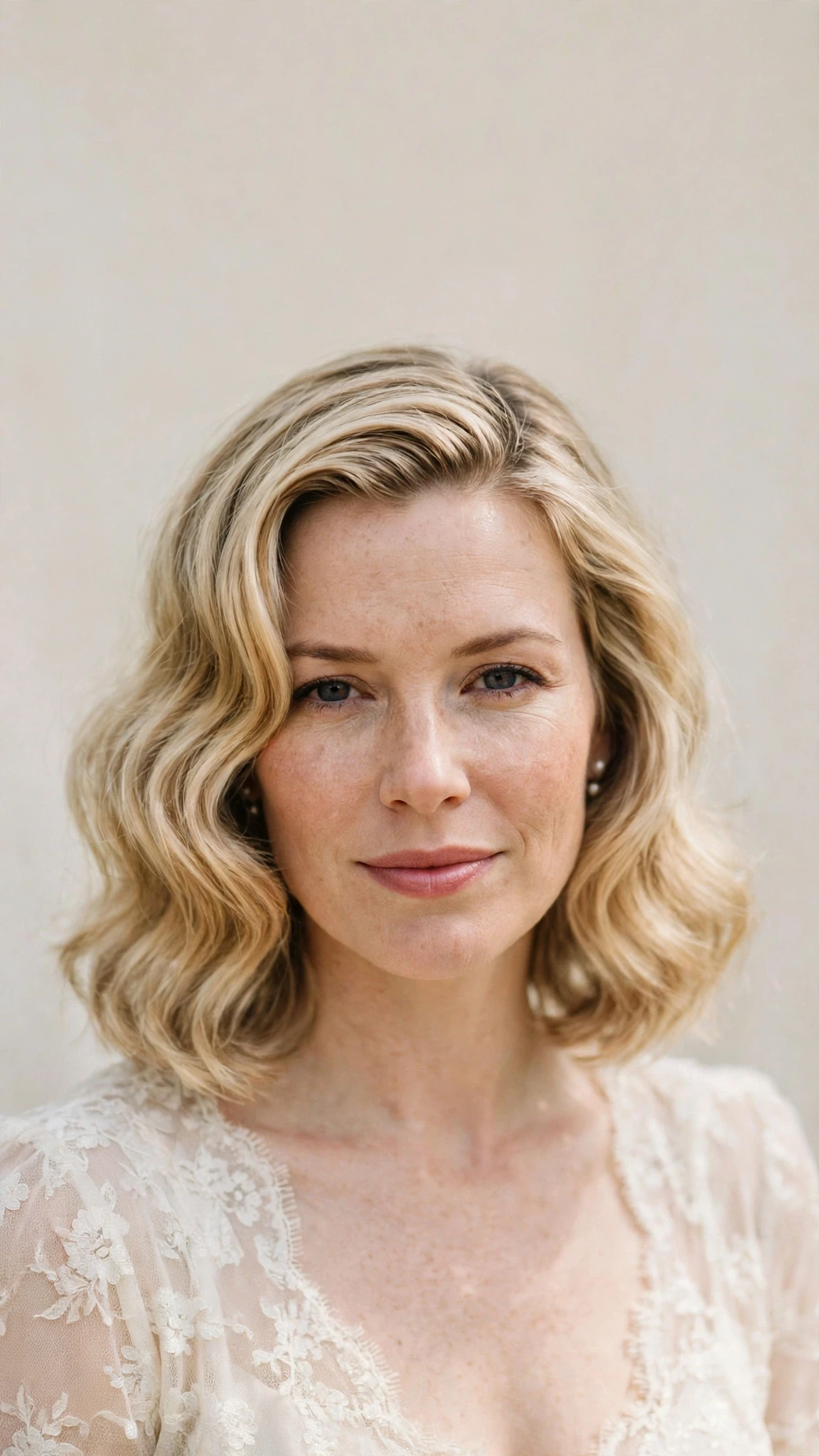 Retro Wave Hairstyles For Spring Weddings With A Vintage Finish With A Relaxed Lived-In Wave, Blunt Ends With Soft Layers And Delicate Blonde Dimension