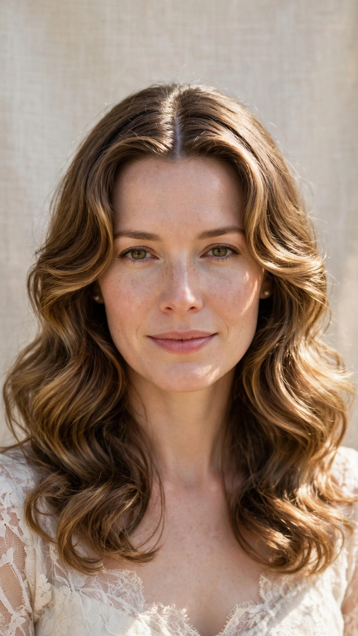 Retro Wave Hairstyles For Spring Weddings With A Vintage Finish With A Relaxed Lived-In Wave, A Centre Part With Soft Layers And Sunlit Dimension
