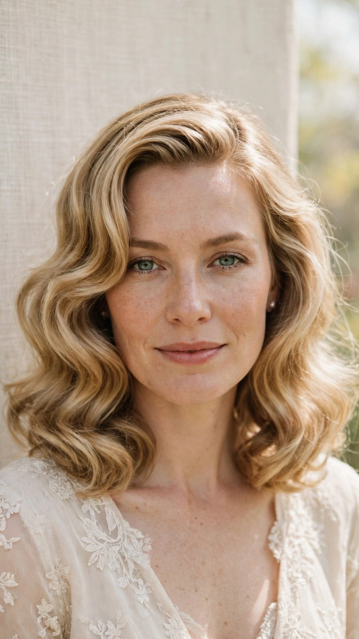 Retro Wave Hairstyles For Spring Weddings With A Vintage Finish With A Relaxed Lived-In Wave, Blunt Ends With Soft Layers And Honey Blonde Shine