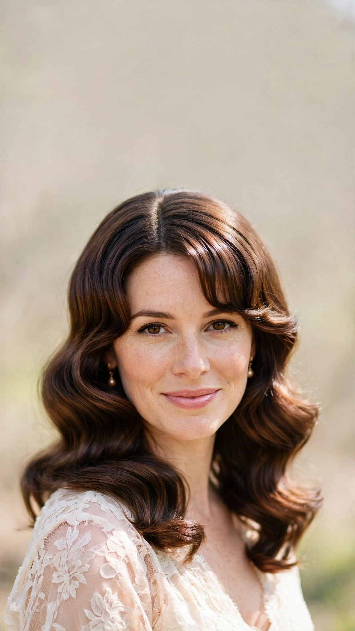 Retro Wave Hairstyles For Spring Weddings With A Vintage Finish With A Polished Blowout, Curtain Pieces And Natural Brunette Depth