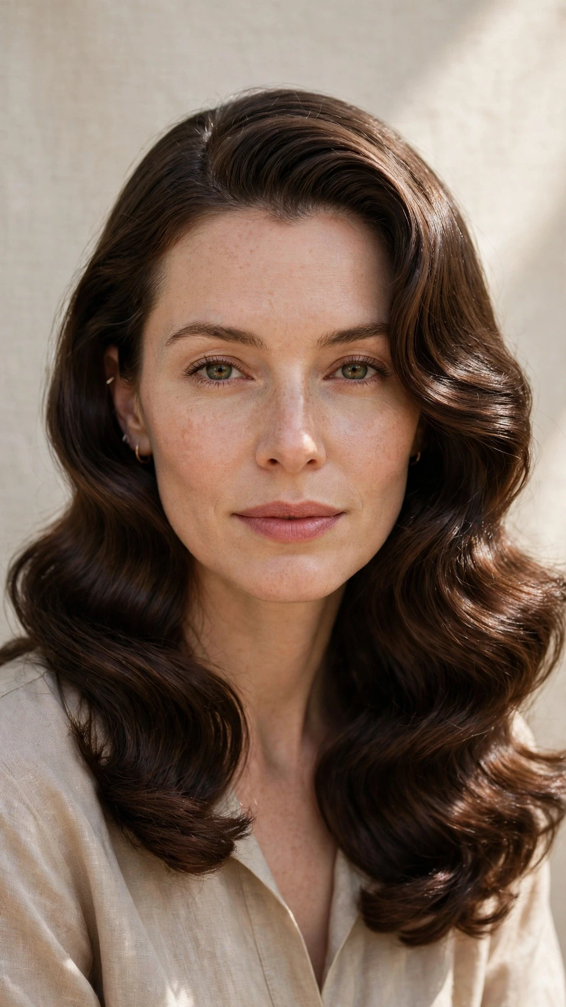 Retro Wave Hairstyles For Ss27 With Old Hollywood Soft Waves With Smooth Glossy Lengths, A Deep Side Part And A Glossy Shine Finish