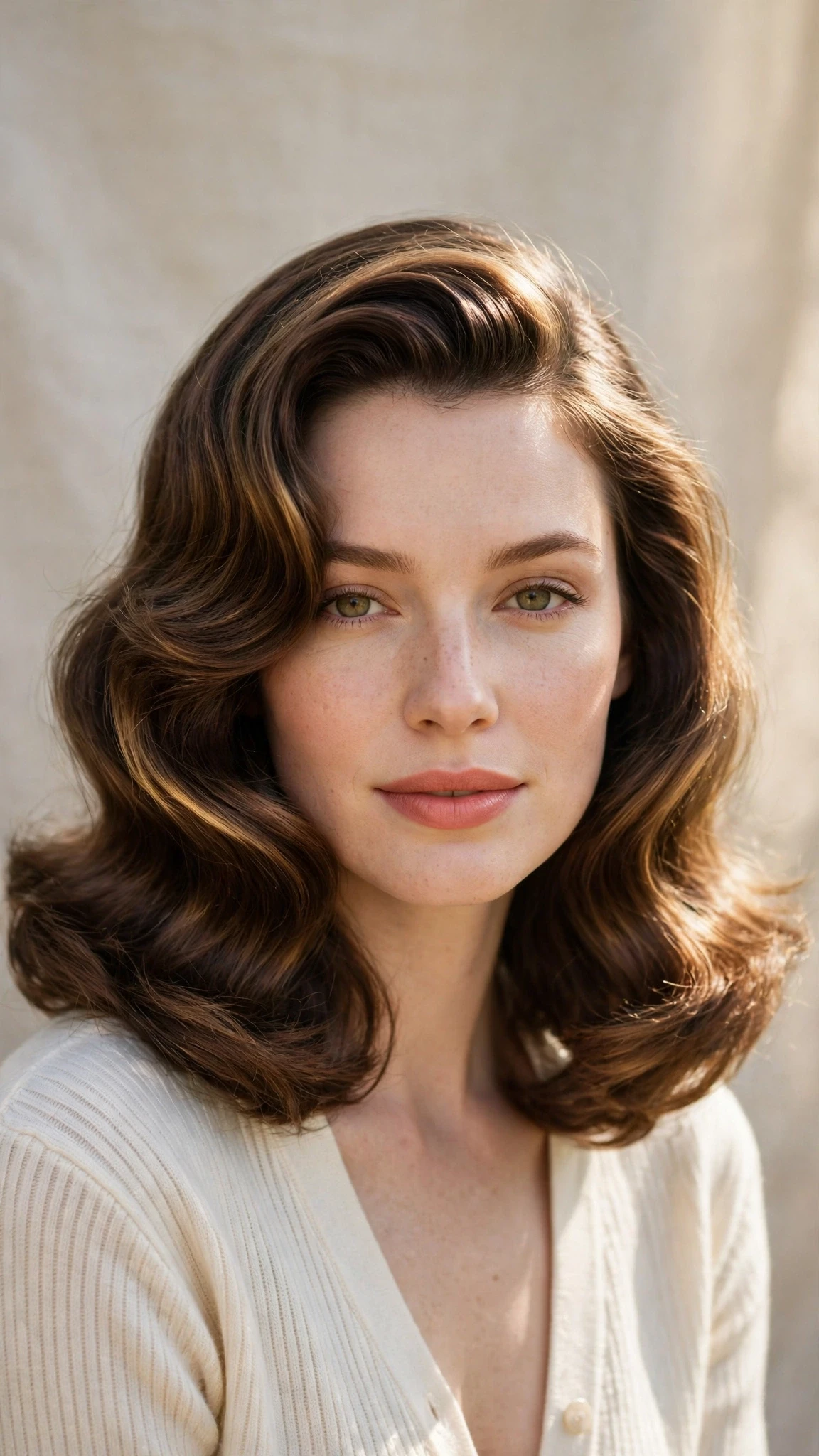 Retro Wave Hairstyles For Ss27 With Old Hollywood Soft Waves With A Polished Blowout, Blunt Ends With Soft Layers And Sunlit Dimension
