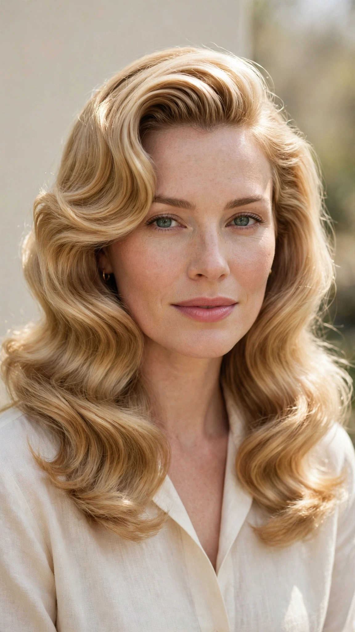 Retro Wave Hairstyles For Ss27 With Old Hollywood Soft Waves With A Polished Blowout, Long Soft Layers And Honey Blonde Shine