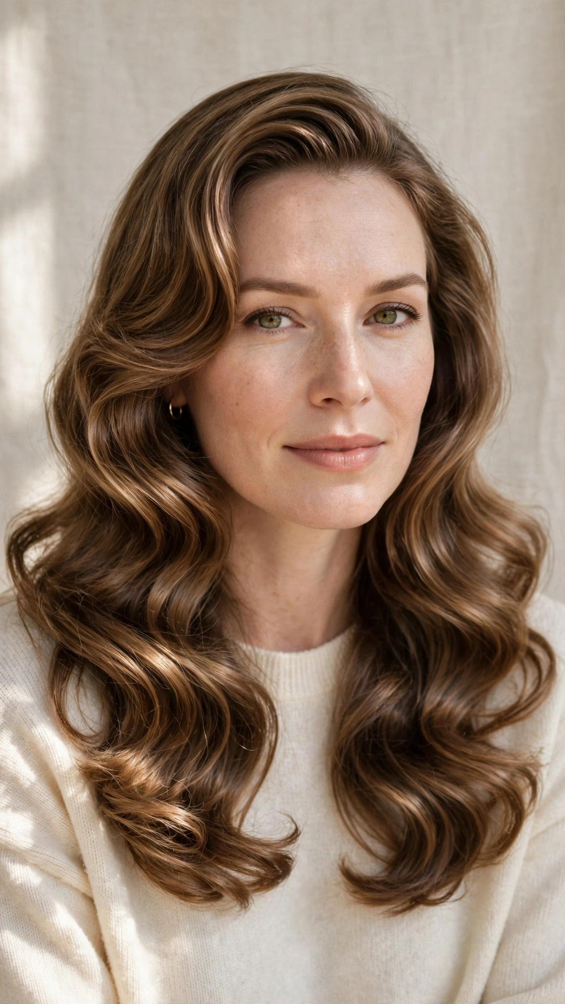 Retro Waves Hairstyles For Long Hair With Loose Glamorous Curls With Smooth Glossy Lengths, Graduated Layers And A Fresh Salon Shine