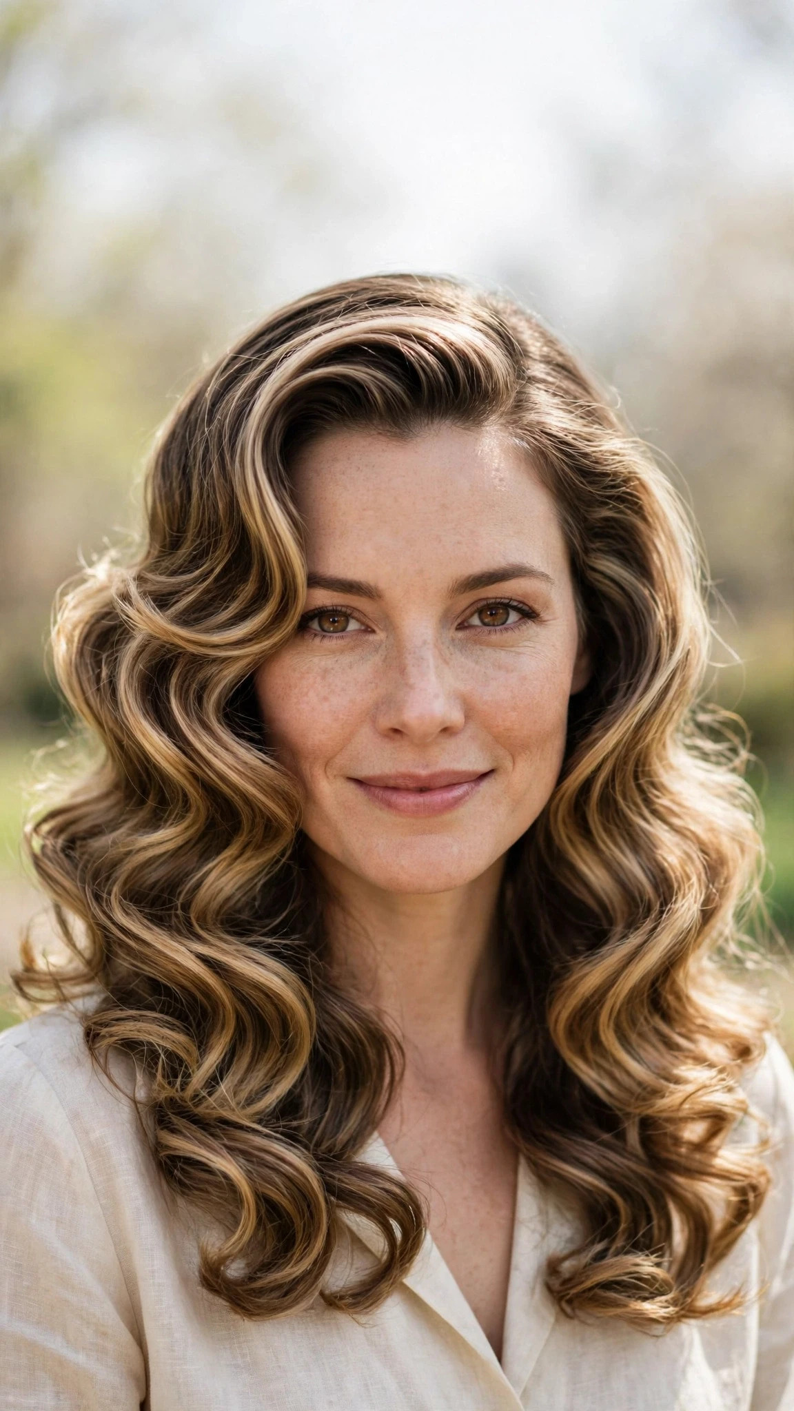 Retro Waves Hairstyles For Long Hair With Loose Glamorous Curls With A Polished Blowout, Subtle Internal Layers And Soft Golden Pieces