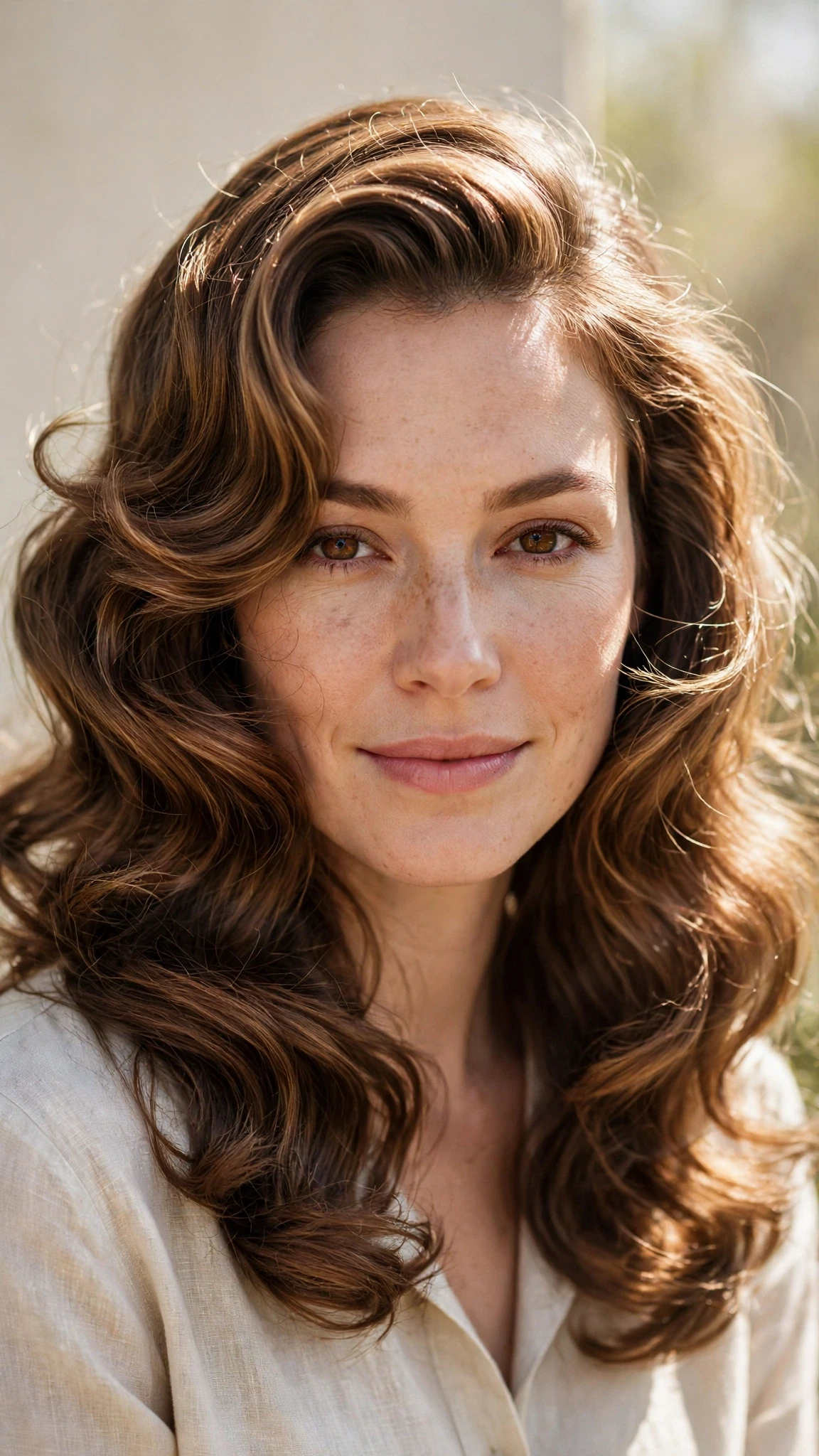 Retro Waves Hairstyles For Long Hair With Loose Glamorous Curls With A Polished Blowout, Wispy Pieces Around The Face And Sunlit Dimension