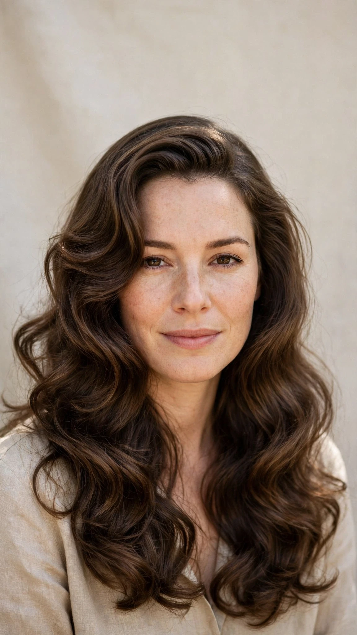 Retro Waves Hairstyles For Long Hair With Loose Glamorous Curls With A Relaxed Lived-In Wave, Long Soft Layers And Natural Brunette Depth