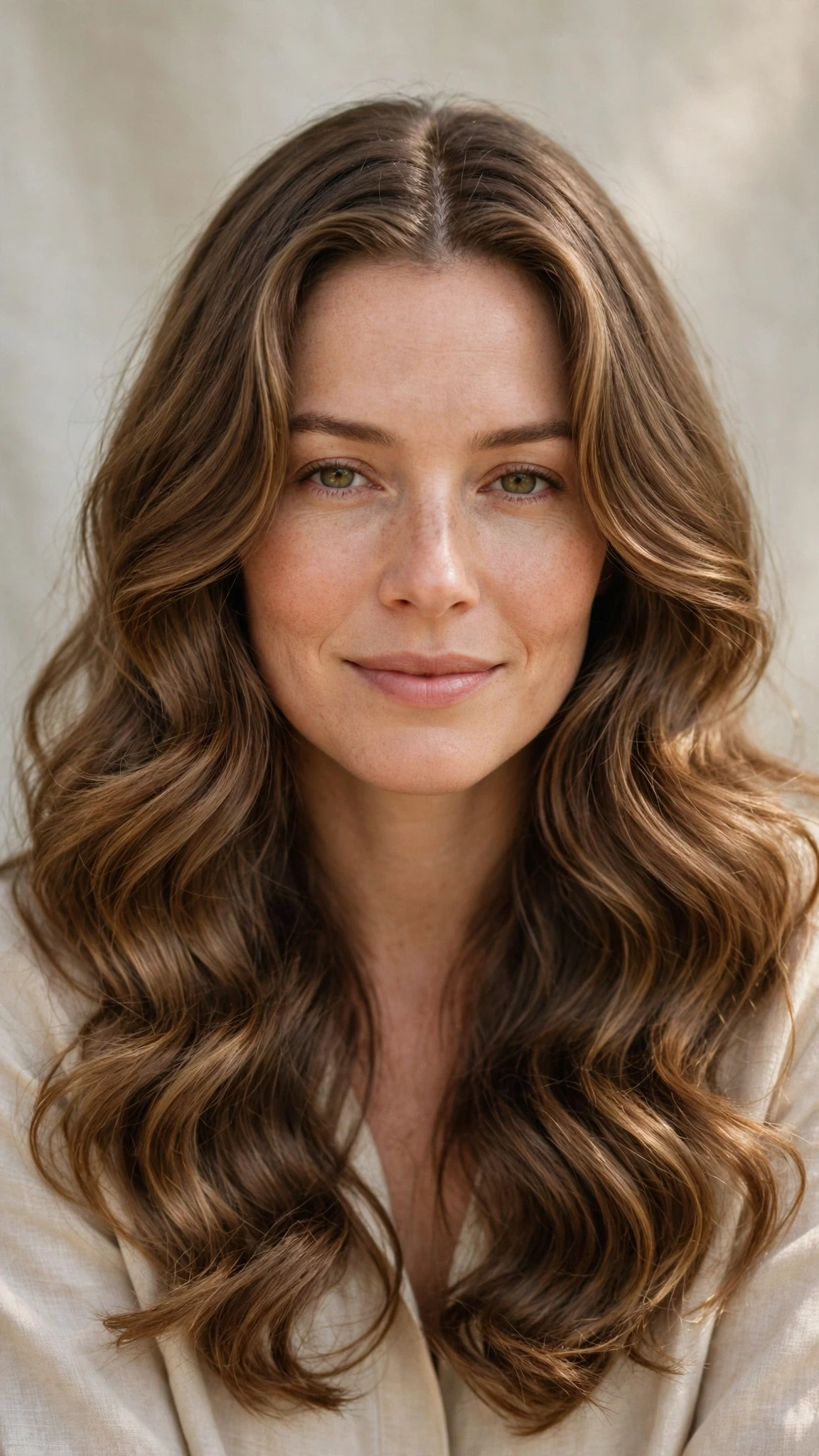 Retro Waves Hairstyles For Long Hair With Loose Glamorous Curls With A Relaxed Lived-In Wave, A Centre Part With Soft Layers And A Fresh Salon Shine