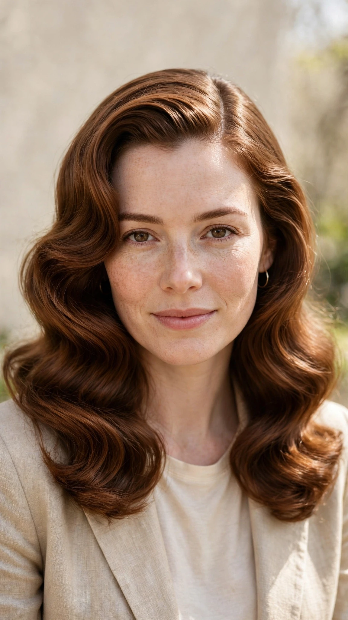 Retro Waves Hairstyles For Spring Evenings With A Deep Side Part With Silky Smooth Strands, A Deep Side Part And Warm Chestnut Warmth