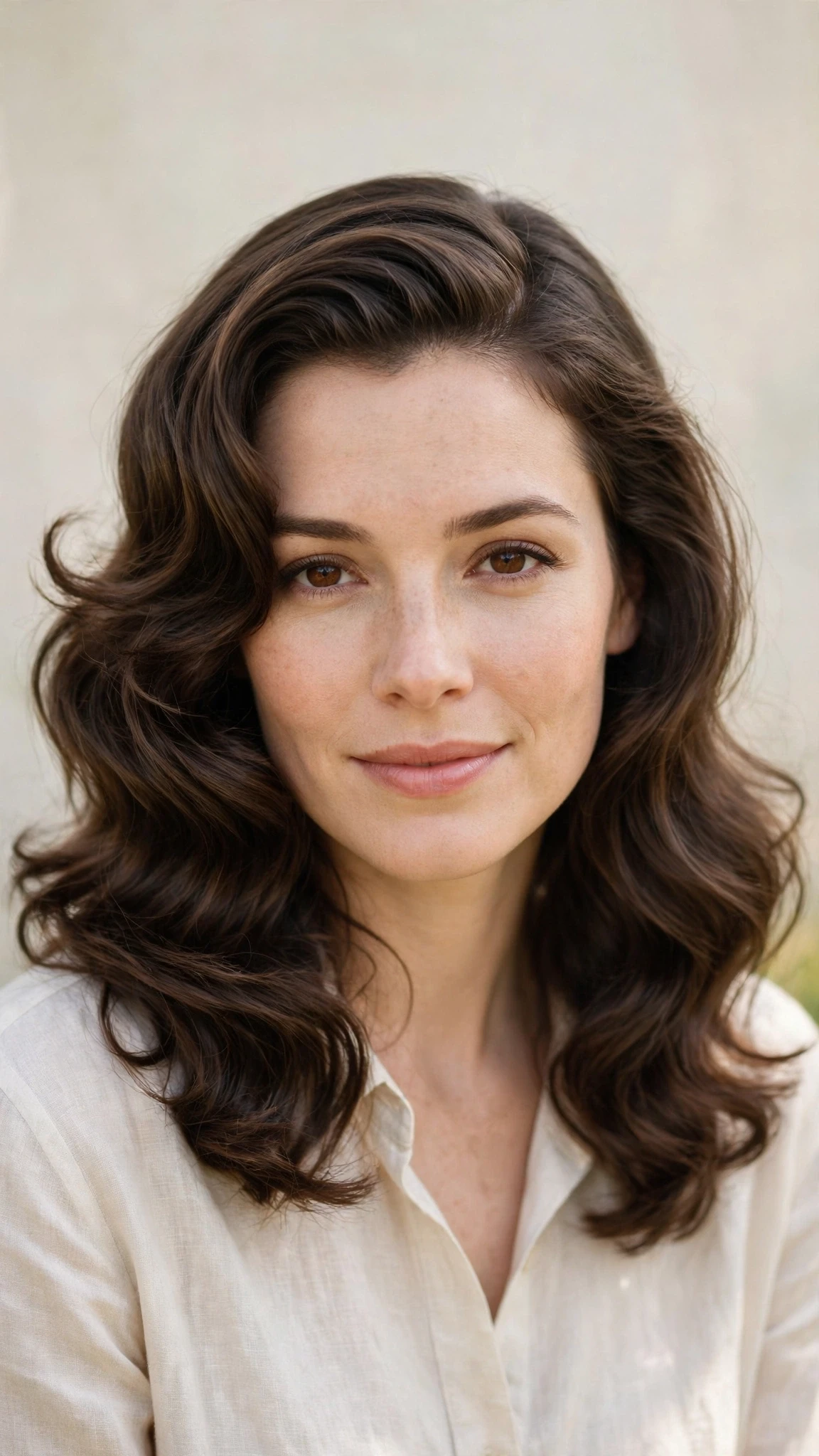 Retro Waves Hairstyles For Spring Evenings With A Deep Side Part With Soft Bends And Flicked Ends, Long Soft Layers And Natural Brunette Depth