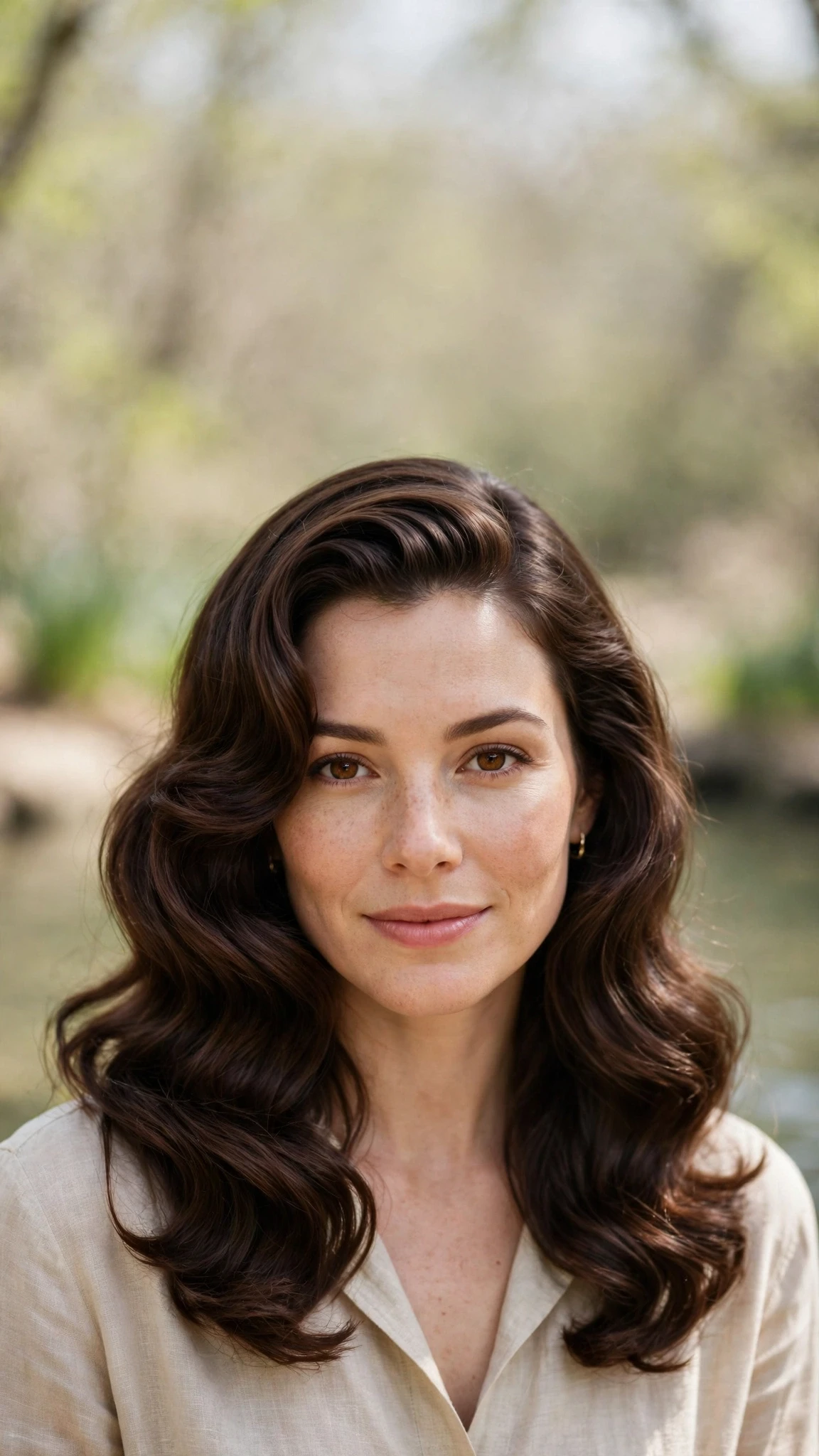 Retro Waves Hairstyles For Spring Evenings With A Deep Side Part With Silky Smooth Strands, A Layered Shape That Moves And Rich Chocolate Depth