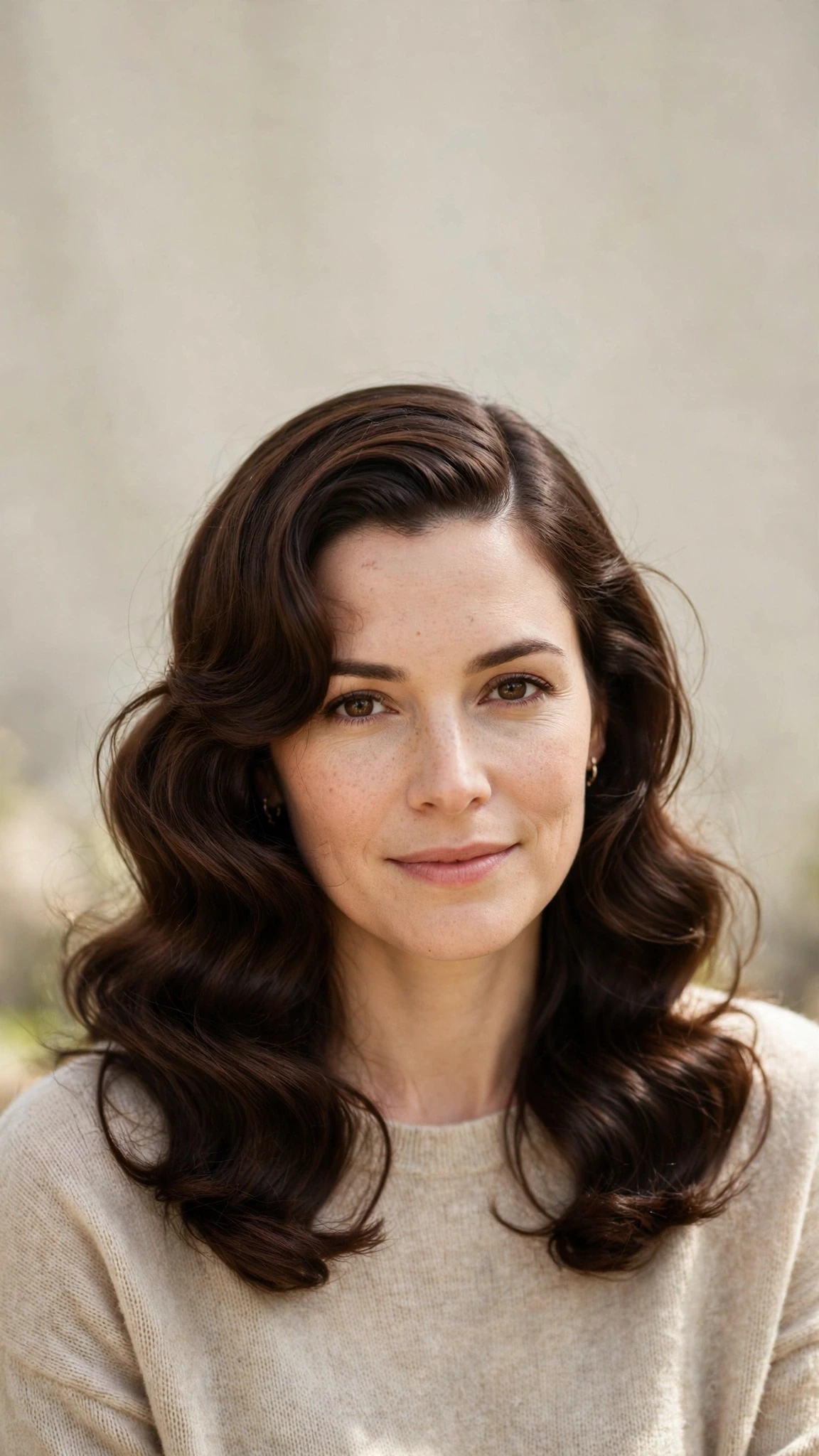 Retro Waves Hairstyles For Spring Evenings With A Deep Side Part With A Sleek Straight Finish, Wispy Pieces Around The Face And Rich Chocolate Depth