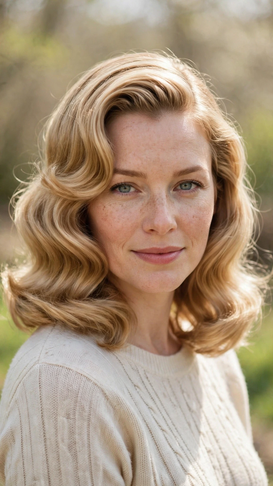 Retro Waves Hairstyles For Spring Evenings With A Deep Side Part With Soft Bends And Flicked Ends, Blunt Ends With Soft Layers And Honey Blonde Shine