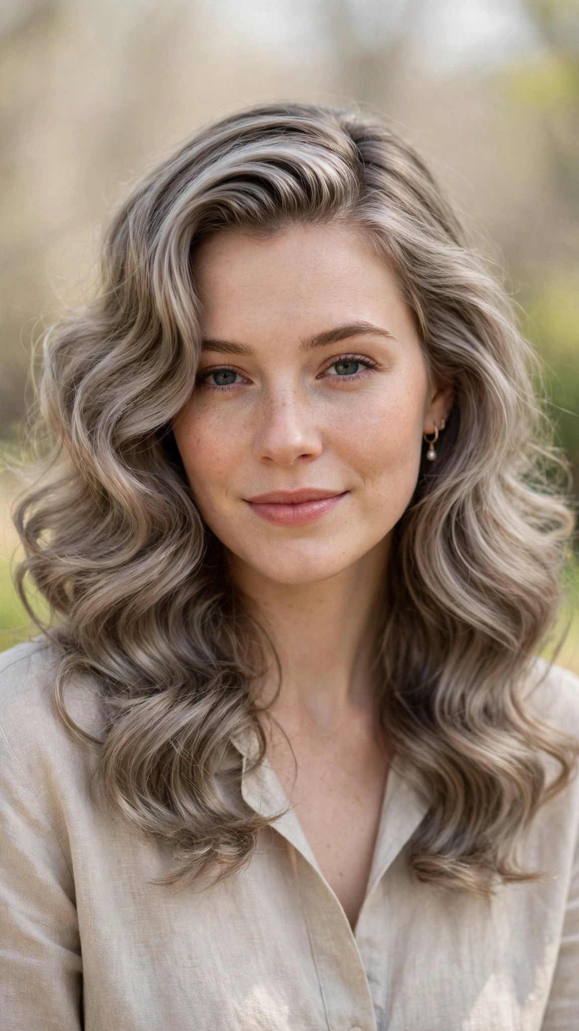 Retro Waves Hairstyles For Spring Evenings With A Deep Side Part With Loose Romantic Curls, Graduated Layers And Cool Ash Softness