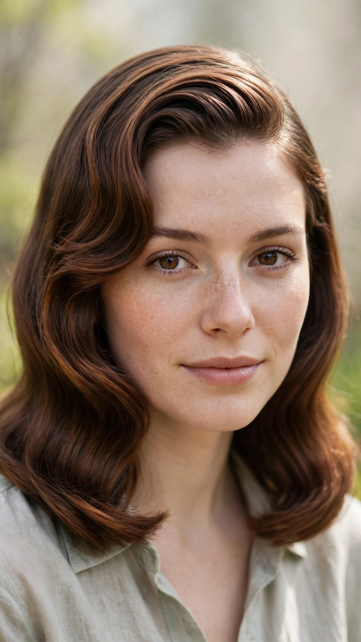 Retro Waves Hairstyles For Spring Evenings With A Deep Side Part With A Sleek Straight Finish, Subtle Internal Layers And Warm Chestnut Warmth