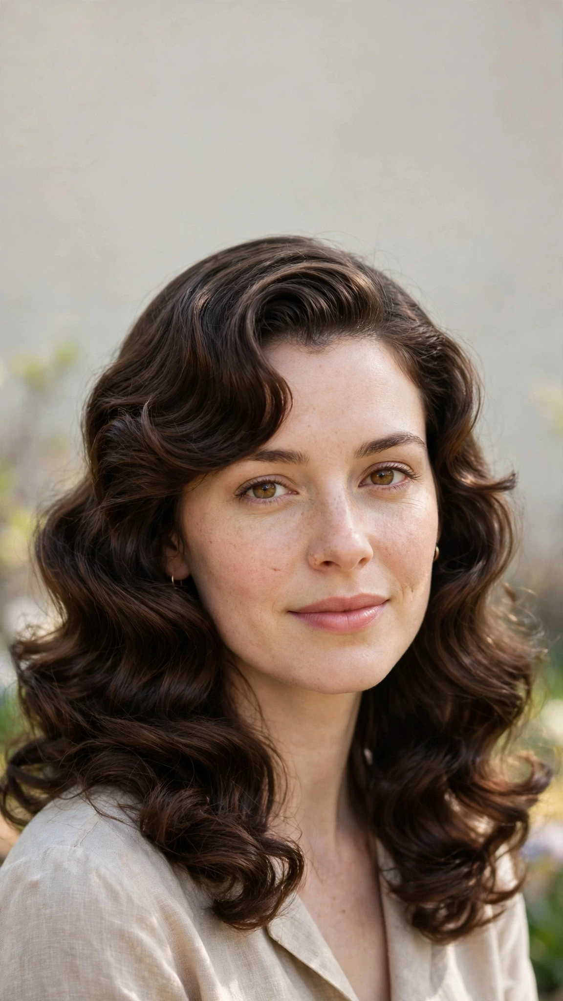 Retro Waves Hairstyles For Spring Evenings With A Deep Side Part With Loose Romantic Curls, A Soft Side-Swept Fringe And A Glossy Shine Finish