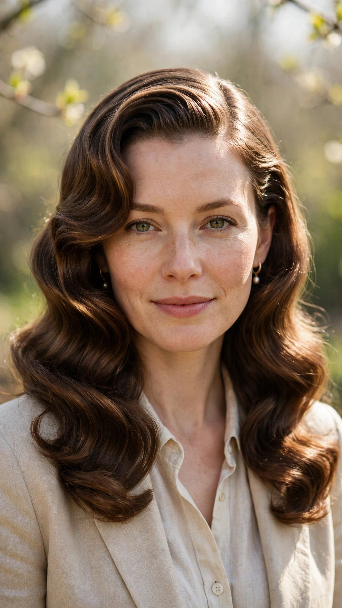 Retro Waves Hairstyles For Spring Evenings With A Deep Side Part With Silky Smooth Strands, A Deep Side Part And Sunlit Dimension