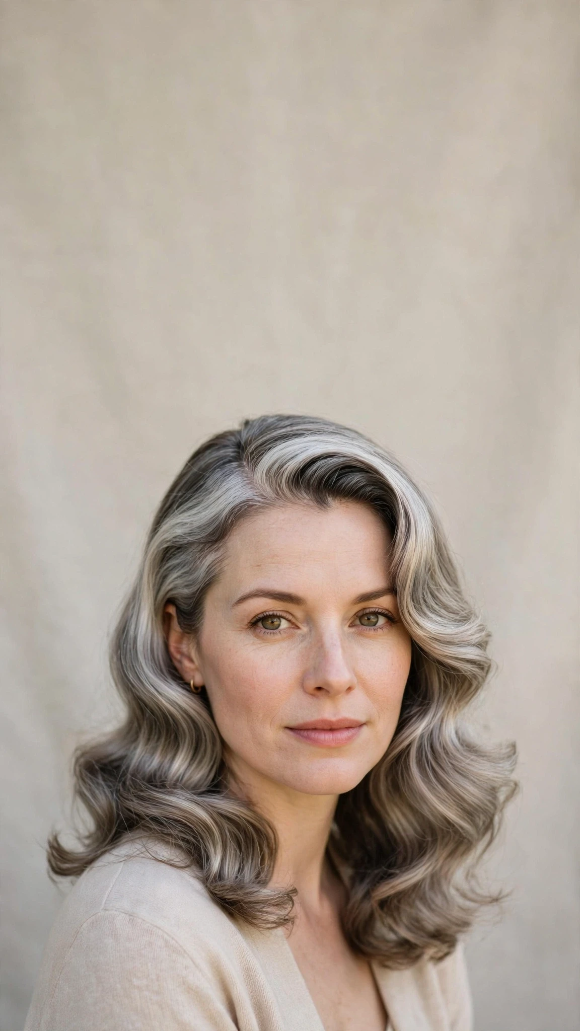 Retro Waves Hairstyles For Spring Evenings With A Deep Side Part With Soft Bends And Flicked Ends, Long Soft Layers And Silver-Blended Brightness