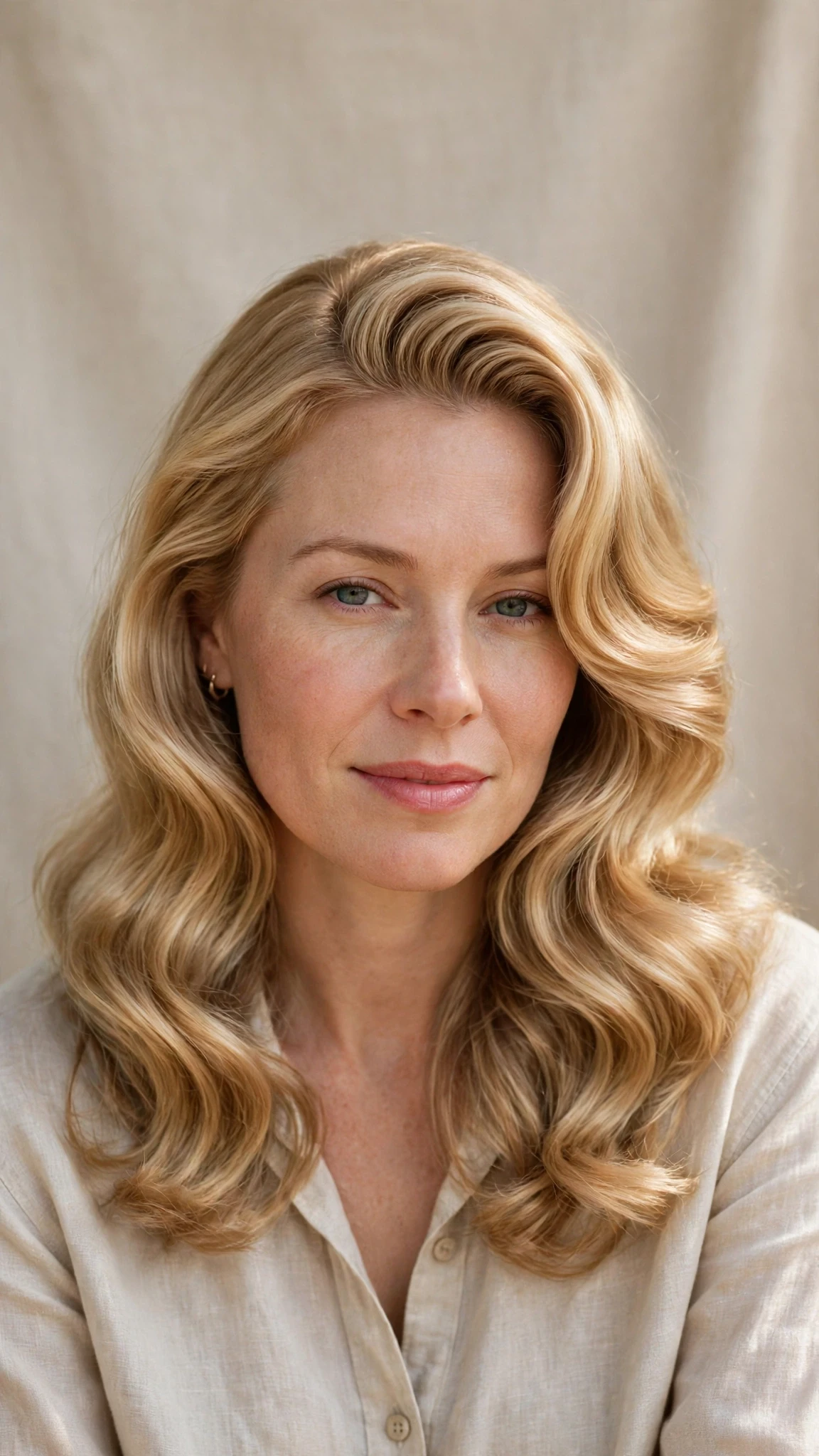 Retro Waves Hairstyles For Spring Evenings With A Deep Side Part With Silky Smooth Strands, A Layered Shape That Moves And Honey Blonde Shine