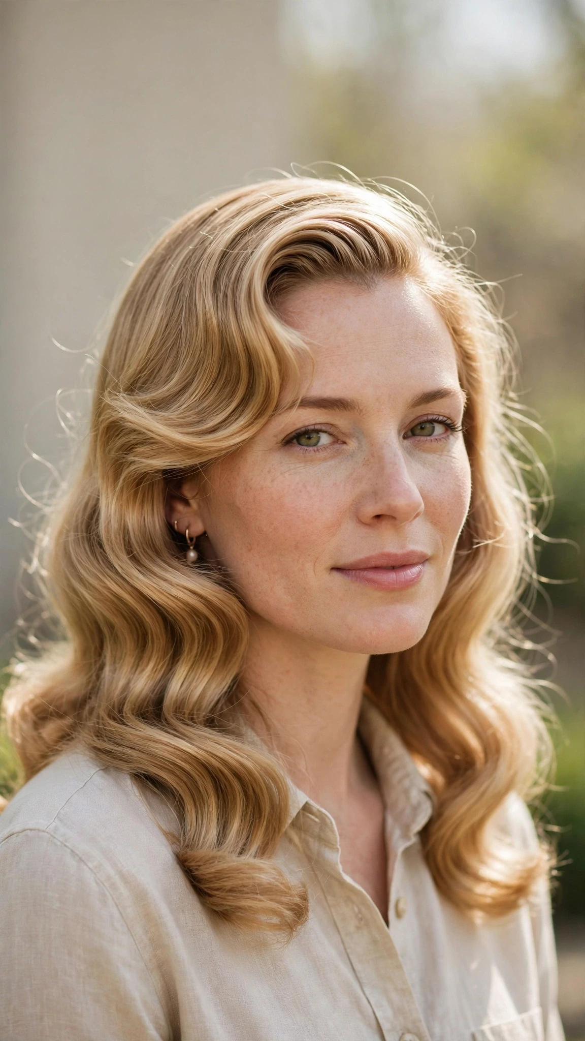 Retro Waves Hairstyles For Spring Evenings With A Deep Side Part With A Sleek Straight Finish, Wispy Pieces Around The Face And Honey Blonde Shine