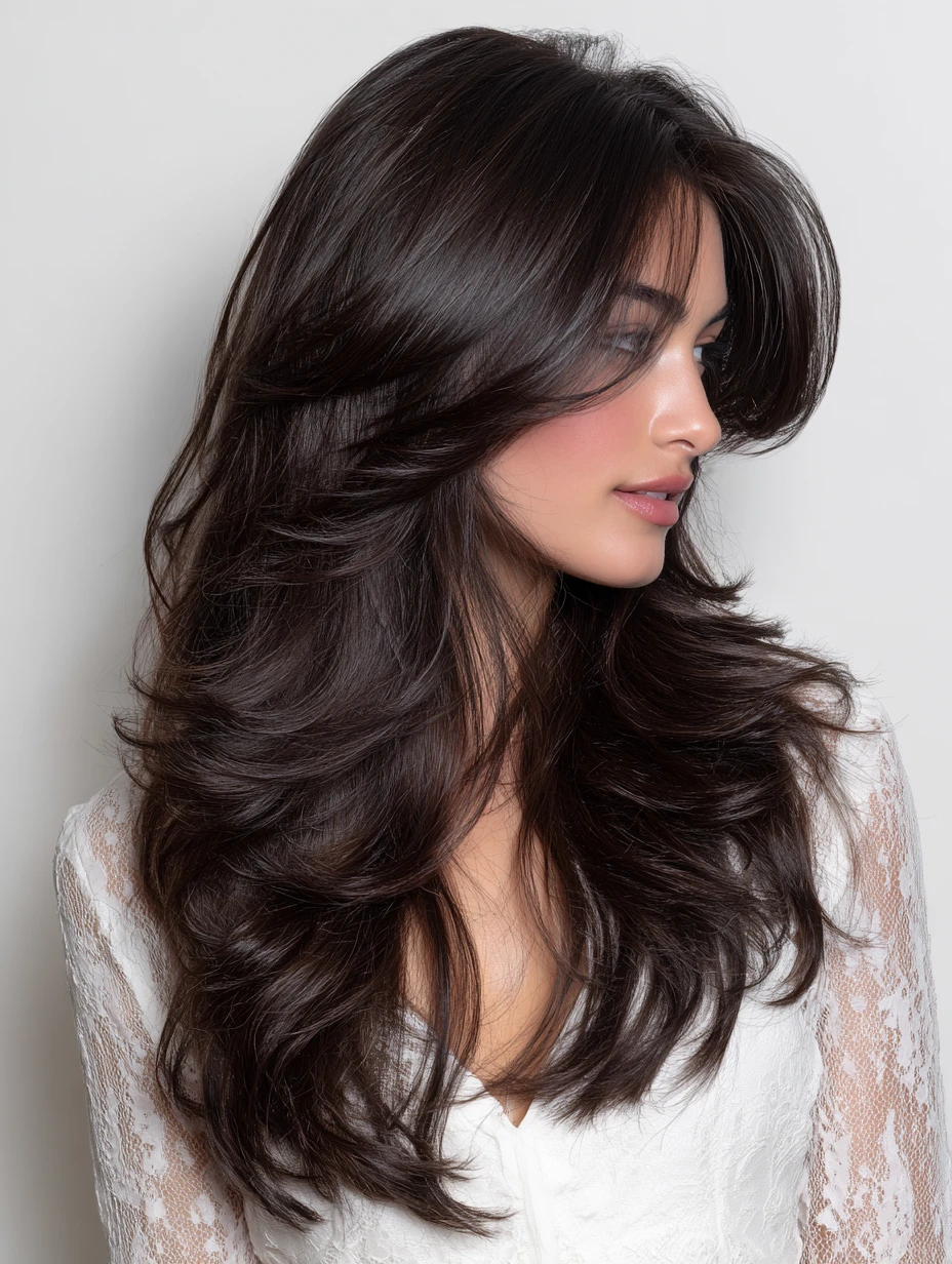 33 Romantic Valentine Waves Hairstyles For Long Hair With Layered Movement That Are Soft, Romantic and Glossy 24 Romantic Long Layers With A Centre Part