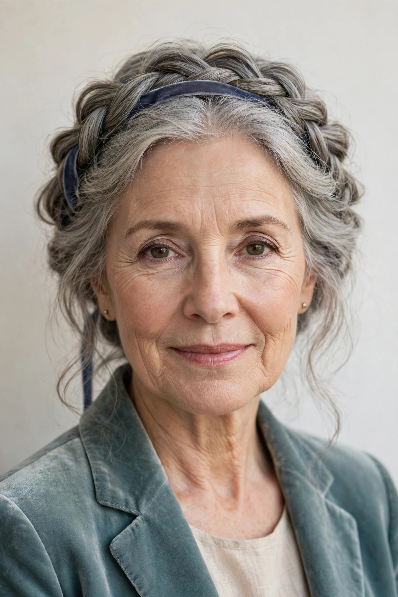 18 Romantic Braided Hairstyles for Women Over 60 with a Loose Crown Braid That Are Romantic, Chic and Easy to Wear 5 Romantic Braided Hairstyles with a Loose Crown Braid in soft grey-blended with a softly textured finish