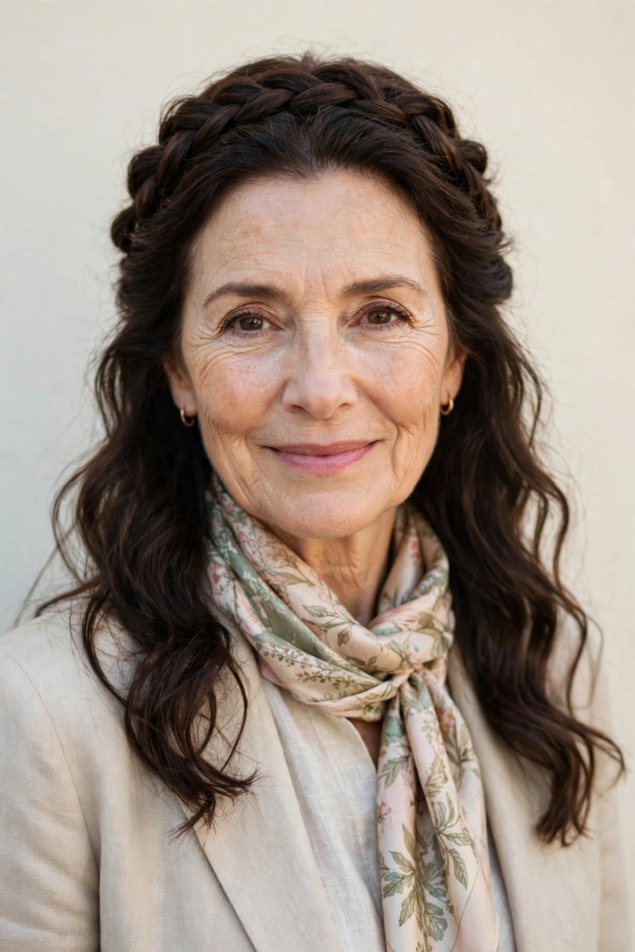 18 Romantic Braided Hairstyles for Women Over 60 with a Loose Crown Braid That Are Romantic, Chic and Easy to Wear 9 Romantic Braided Hairstyles with a Loose Crown Braid in dark chocolate with a softly waved finish