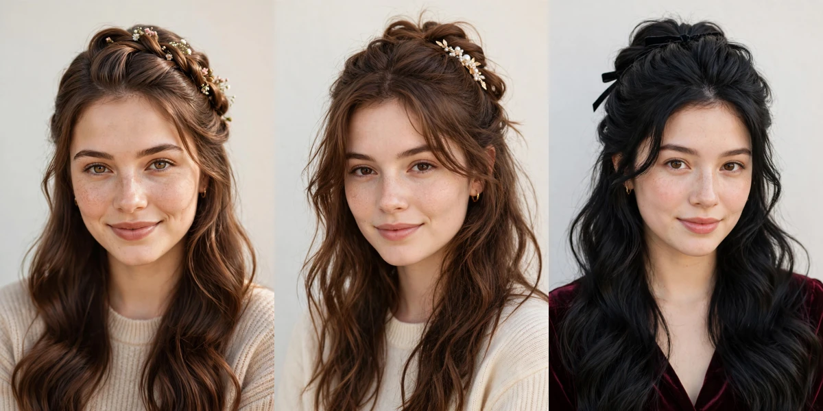 28 Romantic Date Night Hairstyles for Women in Their 20s with a Half Up Twist That Are Romantic, Chic and Easy to Wear