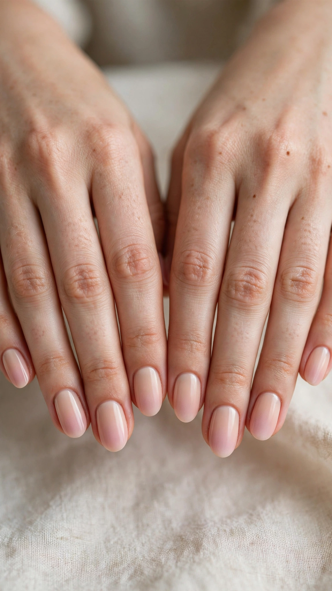 Romantic Nude Pink Nails in Round with Soft Ombre Fade