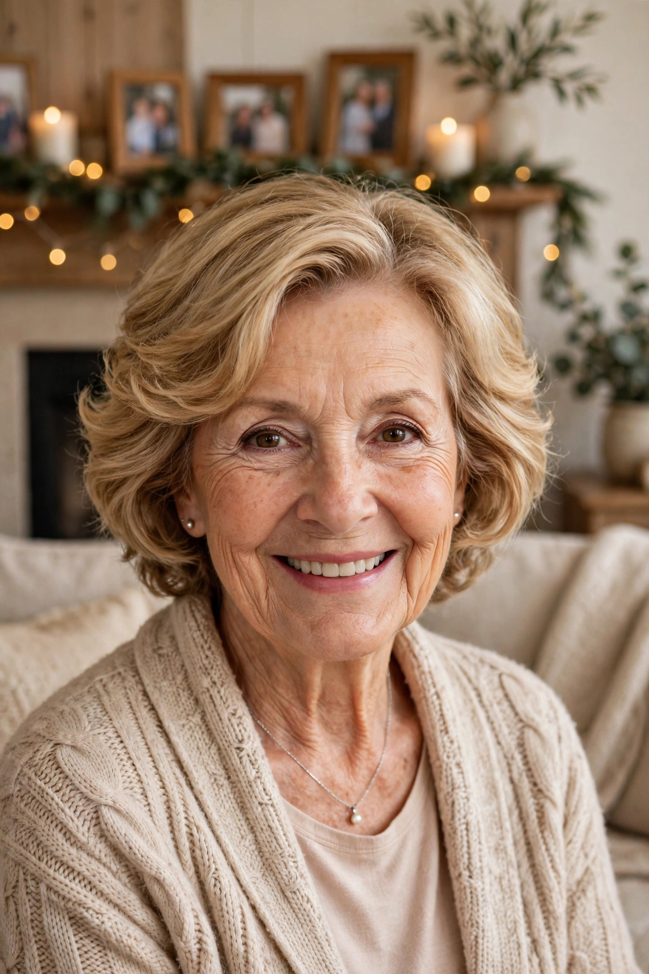 romantic waves with a short cut in honey blonde with side part