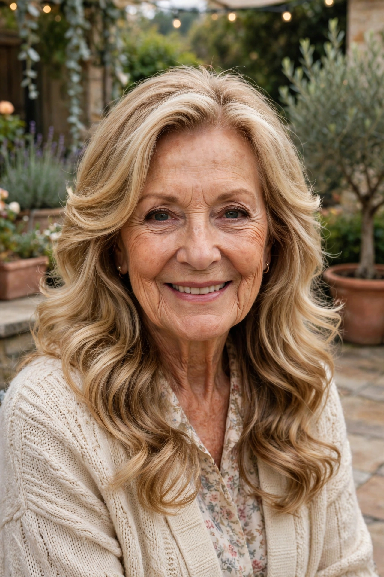 romantic waves with long layers in honey blonde with comfortable all-day hold