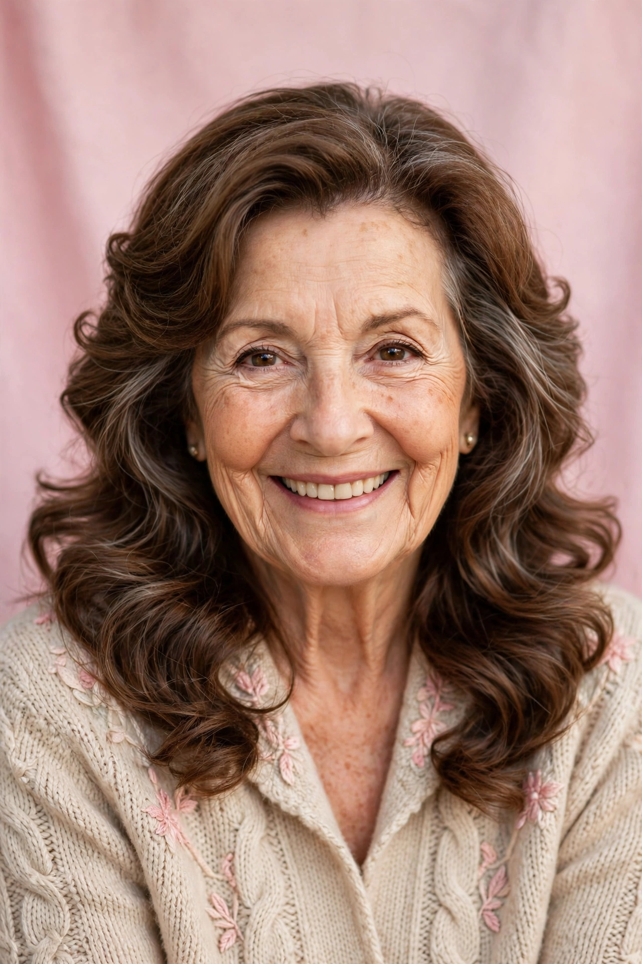 romantic soft waves with gentle volume in chestnut brown with celebration finish