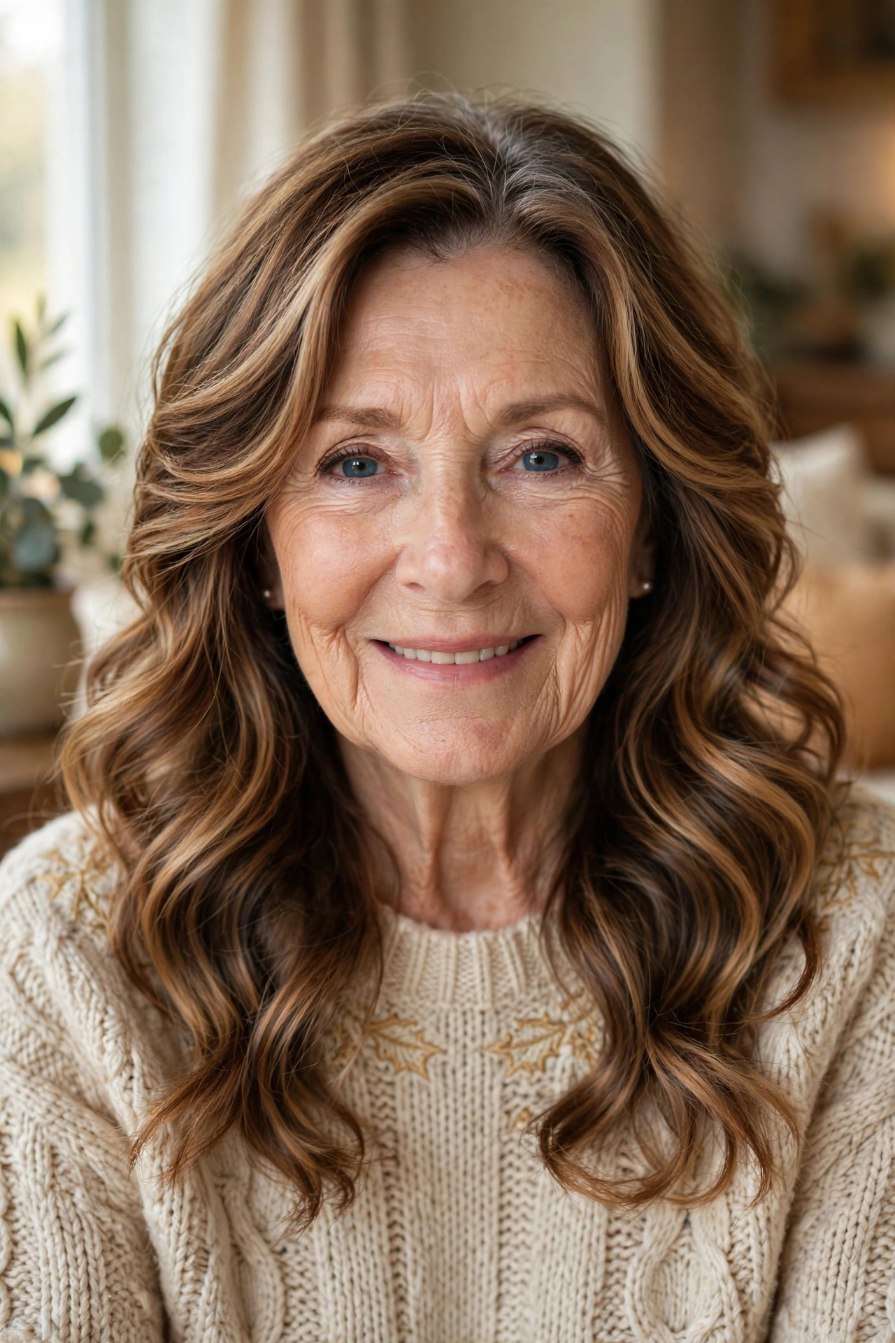 romantic waves with face-framing layers in caramel balayage with photo-ready softness