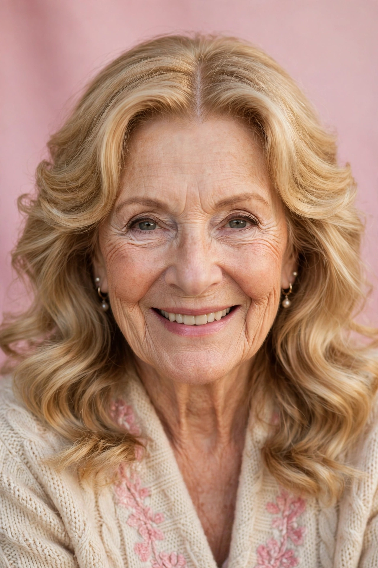 romantic soft waves with gentle volume in golden blonde with centre part