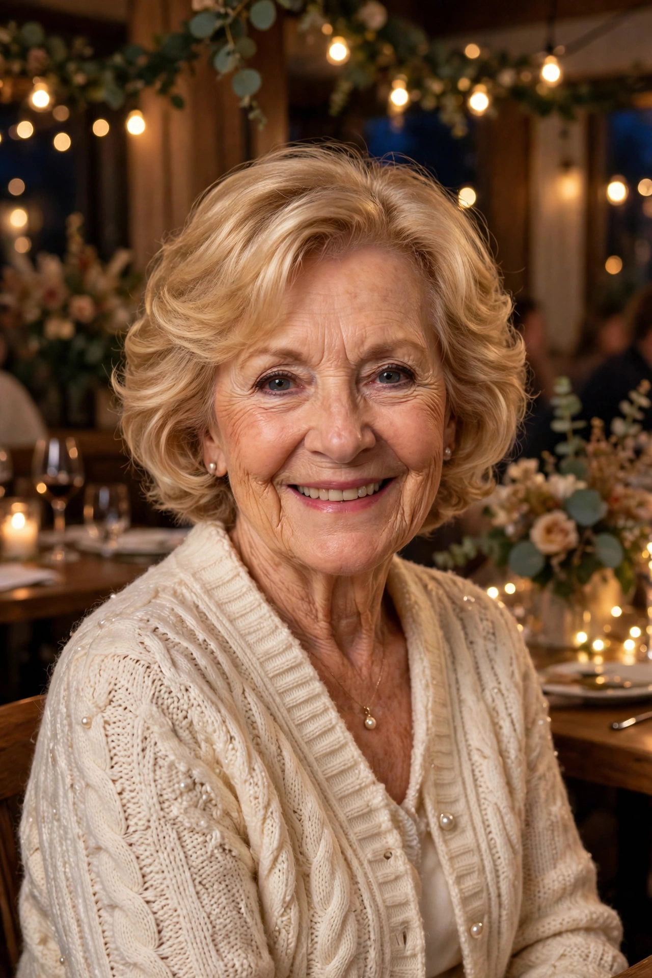 romantic waves with a short cut in golden blonde with photo-ready softness